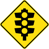 Warning for traffic lights ahead.