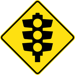 Warning for traffic lights ahead.