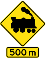 Warning for a railway crossing without barriers.