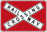 Warning for a railway crossing with one track.