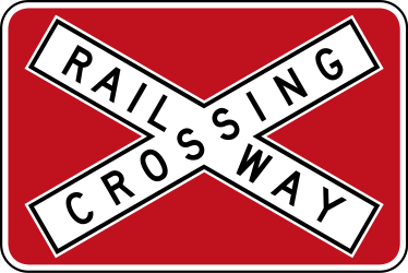 Warning for a railway crossing with one track.