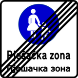 Fim de zona pedonal.
