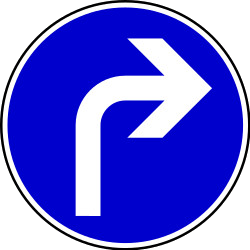 Turning right mandatory.