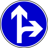 Obrigatório seguir em frente ou virar à direita.