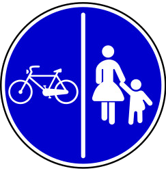 Mandatory divided pedestrian and cycle path.