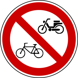 Cyclists and mopeds prohibited.