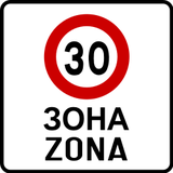 Início de zona com limite de velocidade.