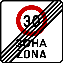End of the zone with speed limit.