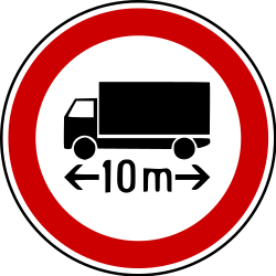 Vehicles longer than indicated prohibited.