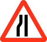 Soldan yol daralması uyarısı.