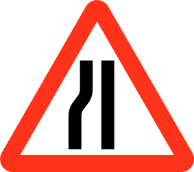 Soldan yol daralması uyarısı.