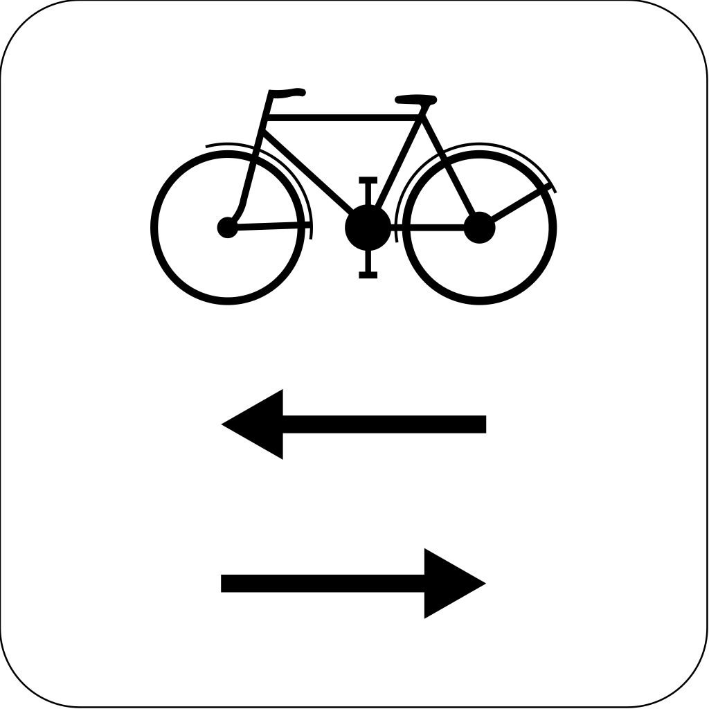 Radfahrer aus beiden Richtungen.