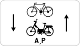 Her iki yönde bisiklet ve A/P sınıfı mopedler.