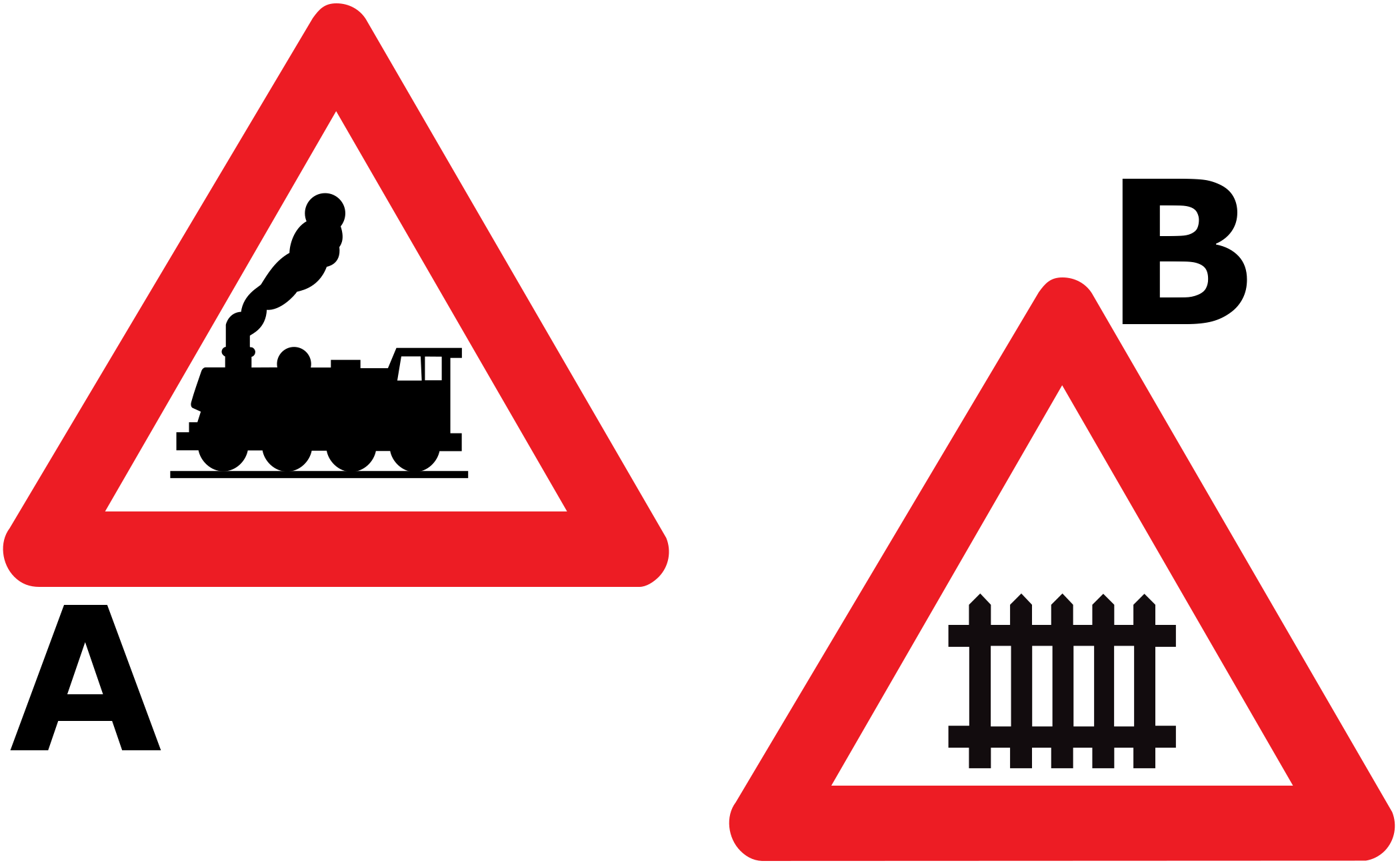 Welches Verkehrszeichen warnt vor einem Bahnübergang mit Schranken?