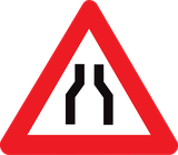 Yol daralması uyarısı.