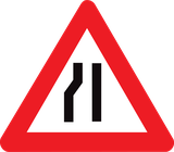 Soldan yol daralması uyarısı.