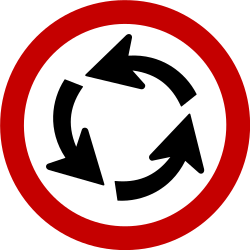 Mandatory roundabout direction.