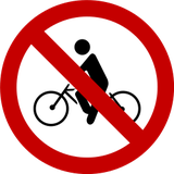 Radfahrer verboten.
