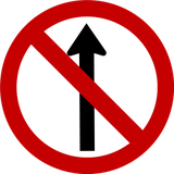 Geradeausfahren verboten.