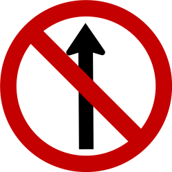 Geradeausfahren verboten.