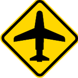 Warnung vor tief fliegenden Flugzeugen.