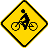 Warnung vor Radfahrern.
