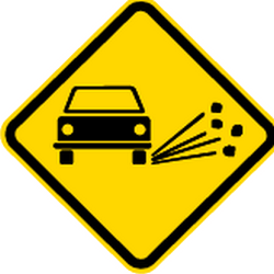 Warnung vor Rollsplitt.