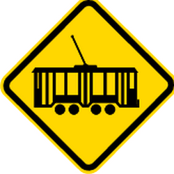 Warnung vor Straßenbahnen.