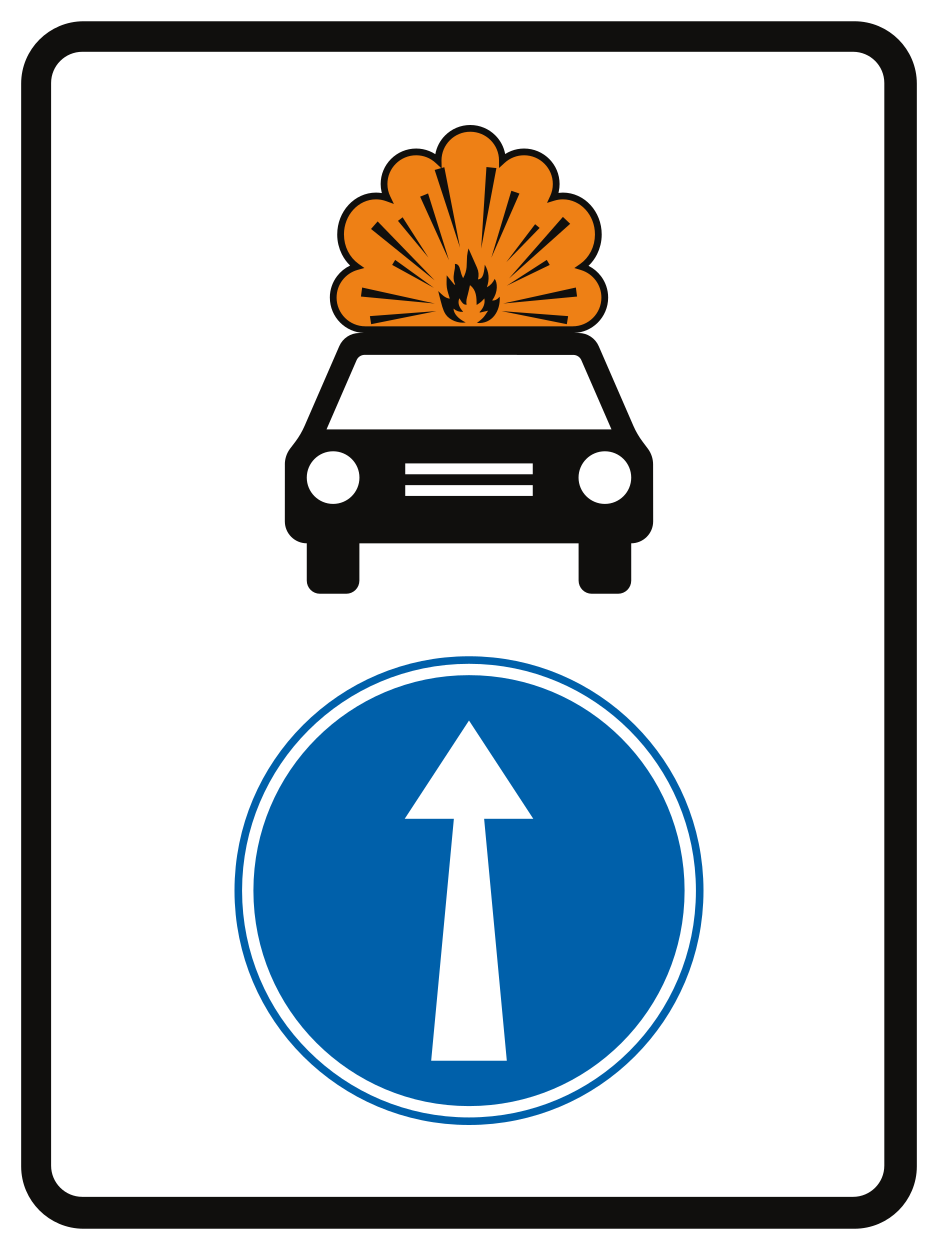 Vorgeschriebene Route für explosive Stoffe.