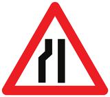 Soldan yol daralması uyarısı.