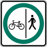 Mandatory divided pedestrian and cycle path.