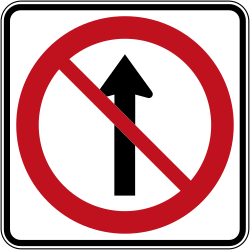 Geradeausfahren verboten.