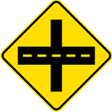 Crossroad ahead, give way.