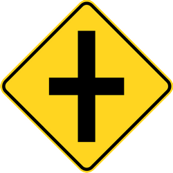Warning for an uncontrolled crossroad.