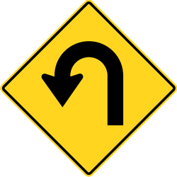 Warning for a hairpin bend to the left.