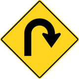 Warning for a hairpin bend to the right.