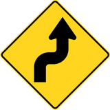 Warning for sharp curves, first right then left.