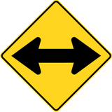 Warning for an obstacle, pass left or right.