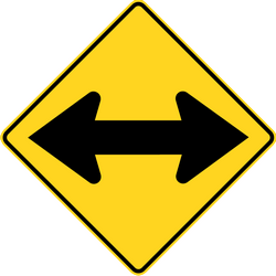 Warning for an obstacle, pass left or right.