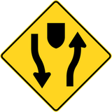 Warning for a divided road.