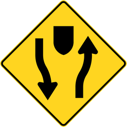 Warning for a divided road.