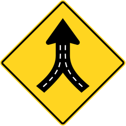 Warning for two roads that merge.
