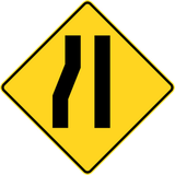 Warning for a road narrowing on the left.