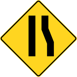 Warning for a road narrowing on the right.