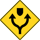 Warning for an obstacle, pass either side.