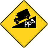 Warning for a steep descent.