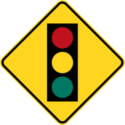 Warning for traffic lights ahead.