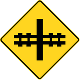 Warning for a railway crossing without barriers.