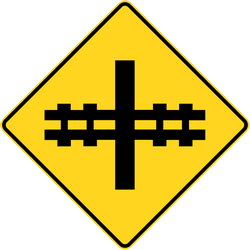 Warning for a railway crossing without barriers.