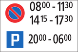 Parken zu den angegebenen Zeiten verboten oder erlaubt.